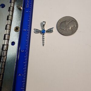 925 sterling silver blue opal dragonfly pendant